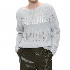 NEW JANE LUSHKA shiny pullover sweater in light grey